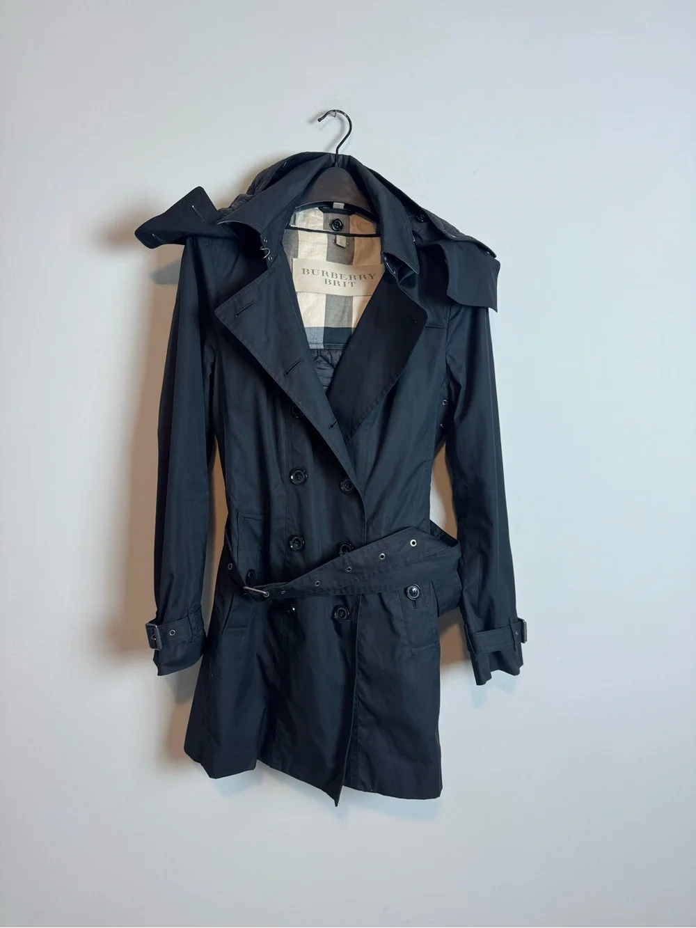 Burberry Brit Reymoore Black Double Breasted Trench Coat & Packable Insert - Picture 5 of 13